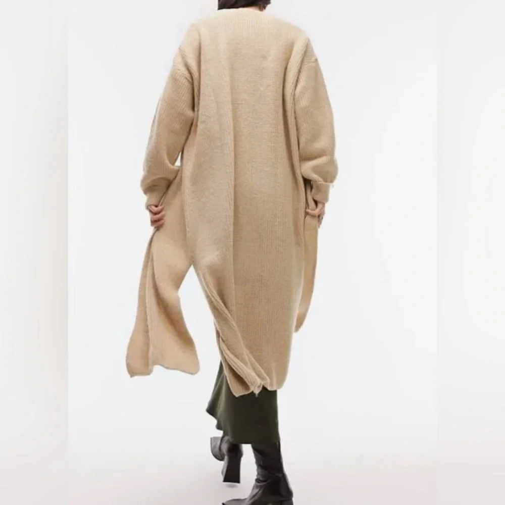 Topshop Tan Long Cardigan Sweater - Picture 2 of 5